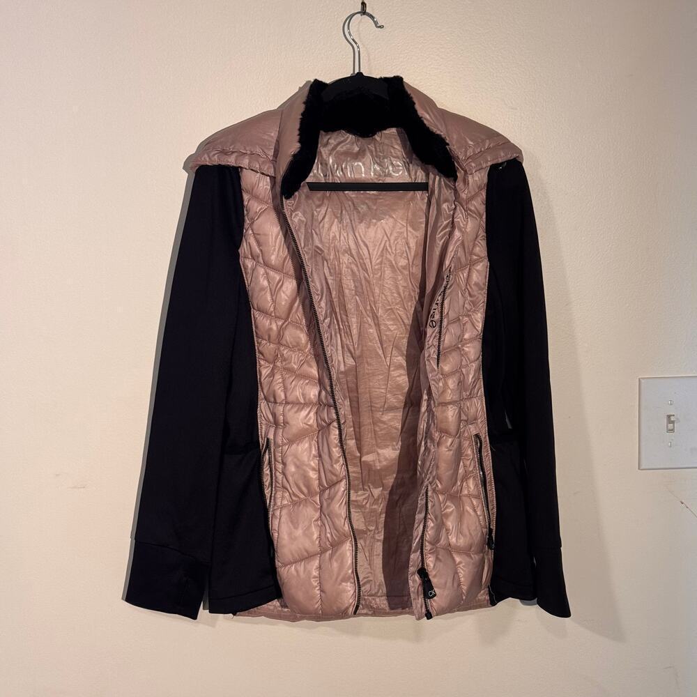 Calvin Klein Puffer Jacket - Quilted Hooded Coat with Fleece Sleeves